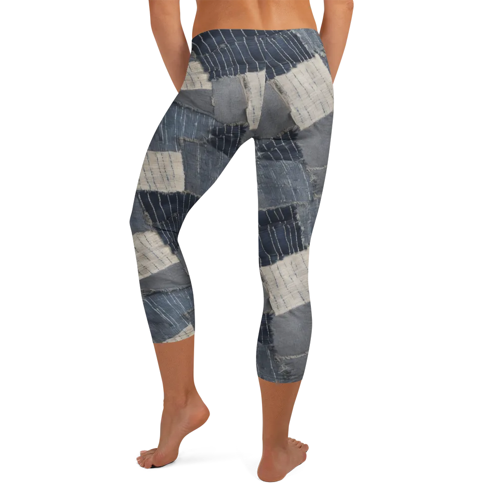 Indigo Mending on Capri Leggings — Back