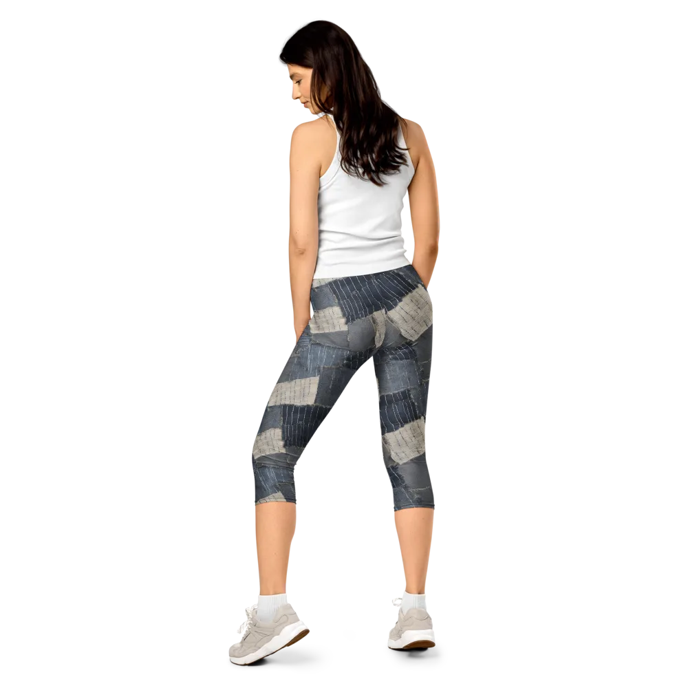 Indigo Mending on Capri Leggings — Back
