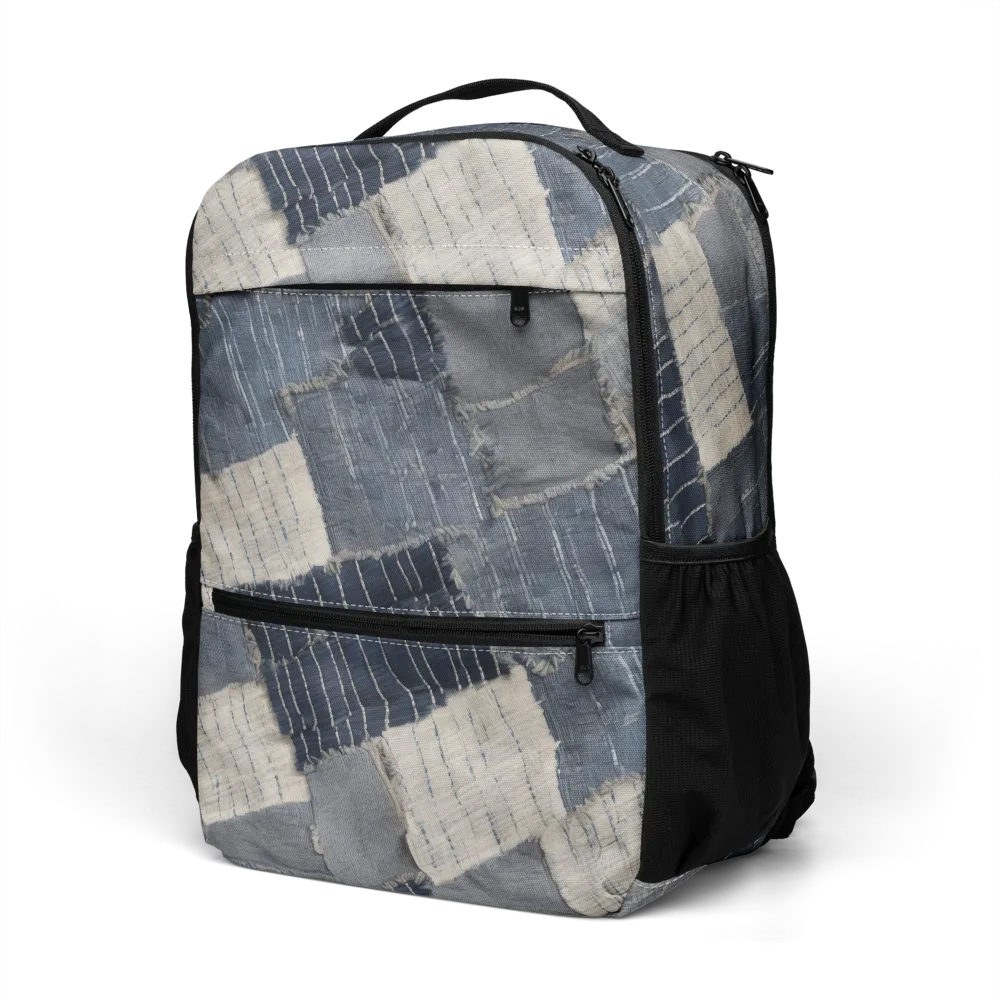 Indigo Mending on Utility Backpack — Left Front