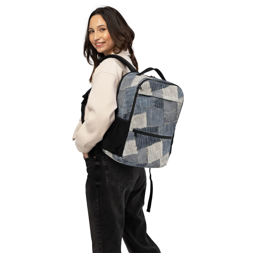 Indigo Mending on Utility Backpack — Back