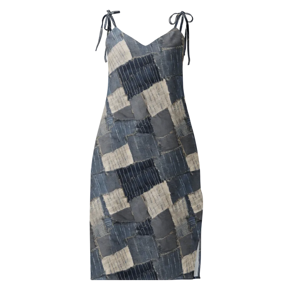 Indigo Mending on Slip Dress — Front