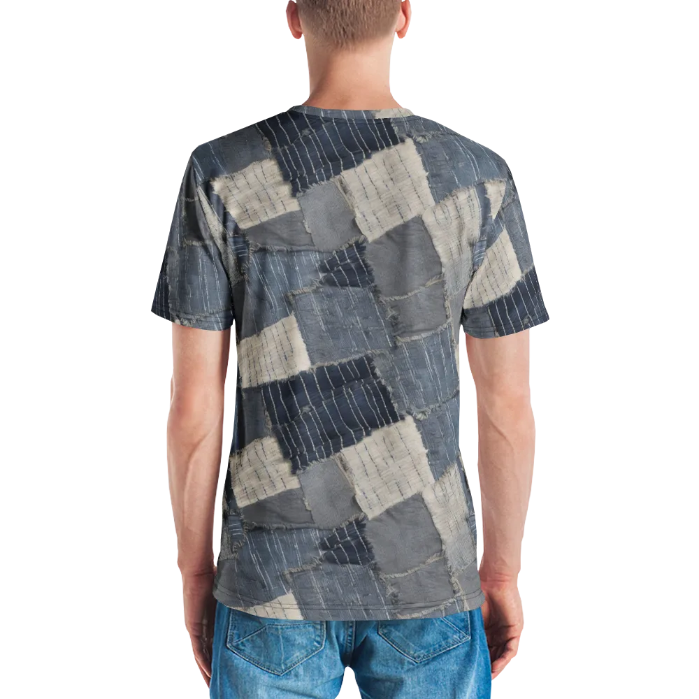 Indigo Mending on Men's Crew Neck T-Shirt — Back