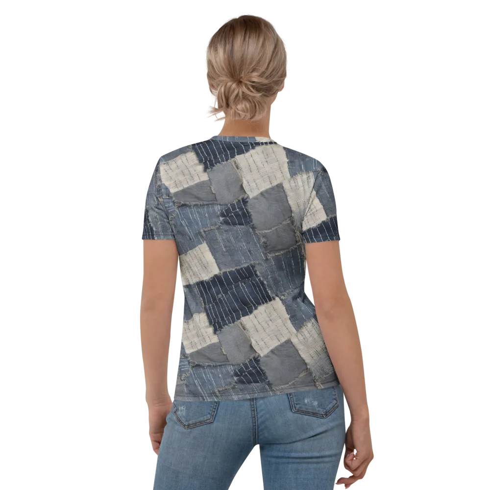 Indigo Mending on Women's Crew Neck T-Shirt — Back