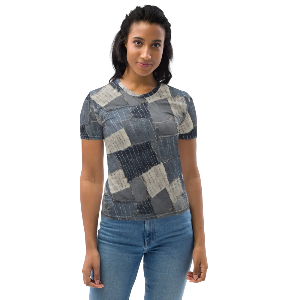 Indigo Mending on Women's Crew Neck T-Shirt — Front