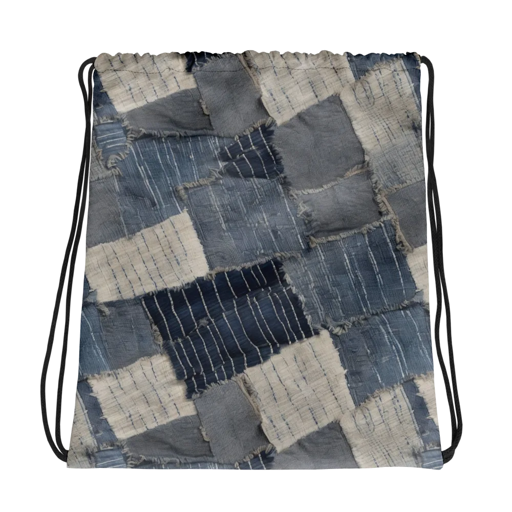 Indigo Mending on Drawstring Bag — Photo