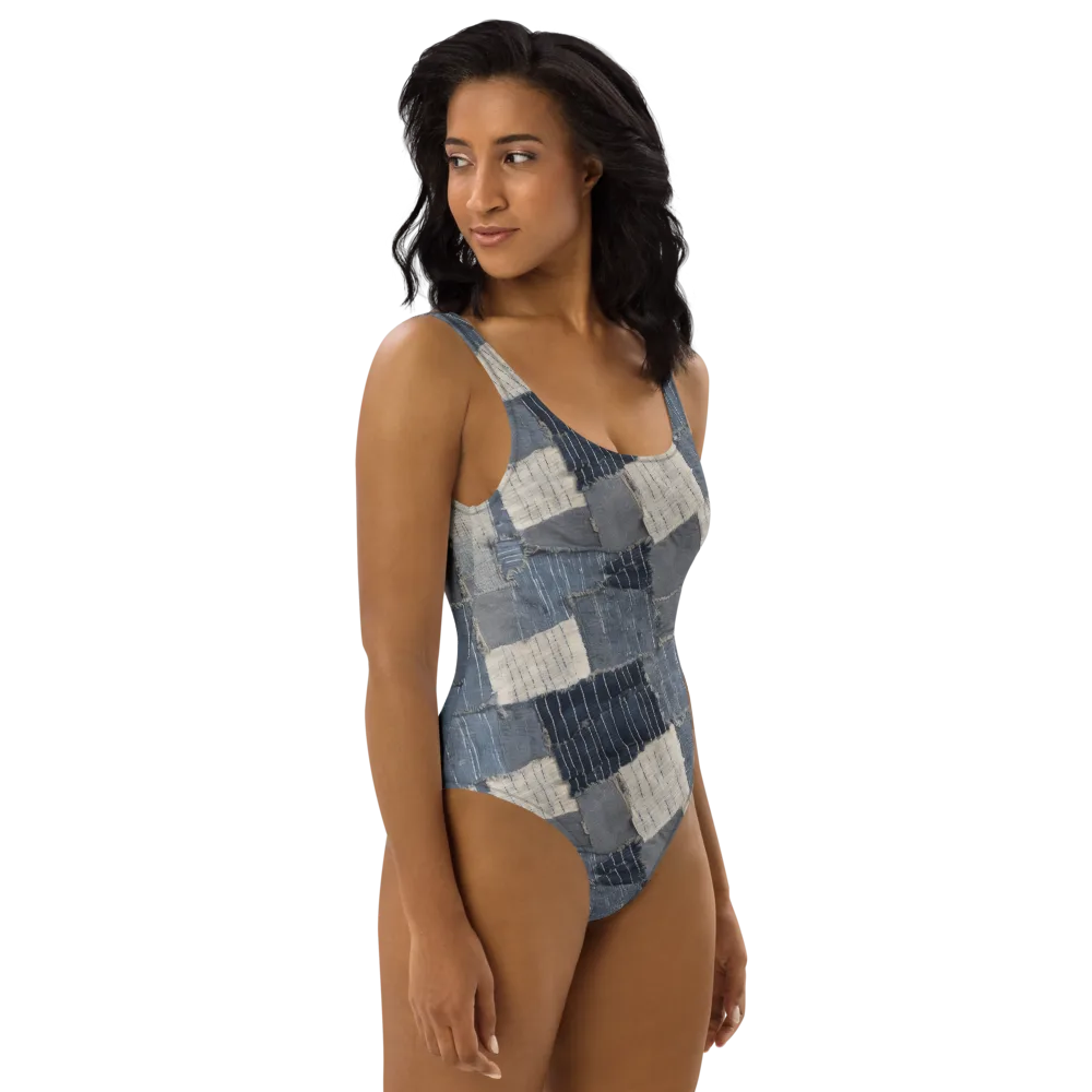 Indigo Mending on One-Piece Swimsuit — Right