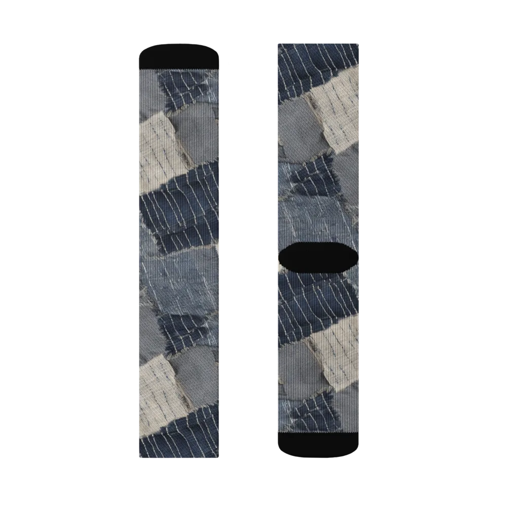 Indigo Mending on Socks — Right Sock