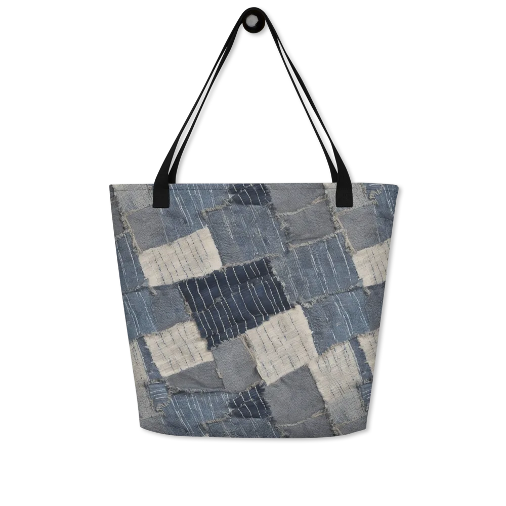 Indigo Mending on Large Tote Bag W/ Pocket — Front