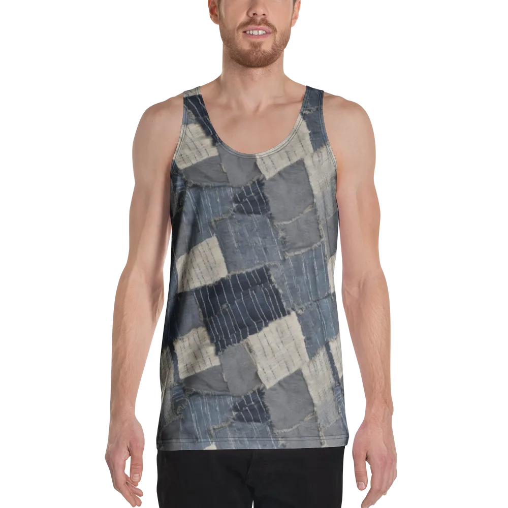 Indigo Mending on Men's Tank Top — Front