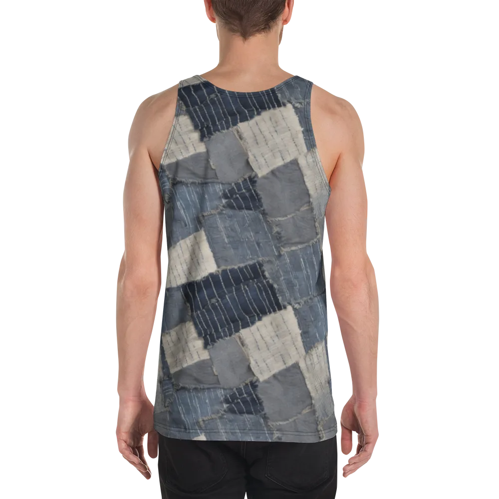 Indigo Mending on Men's Tank Top — Back