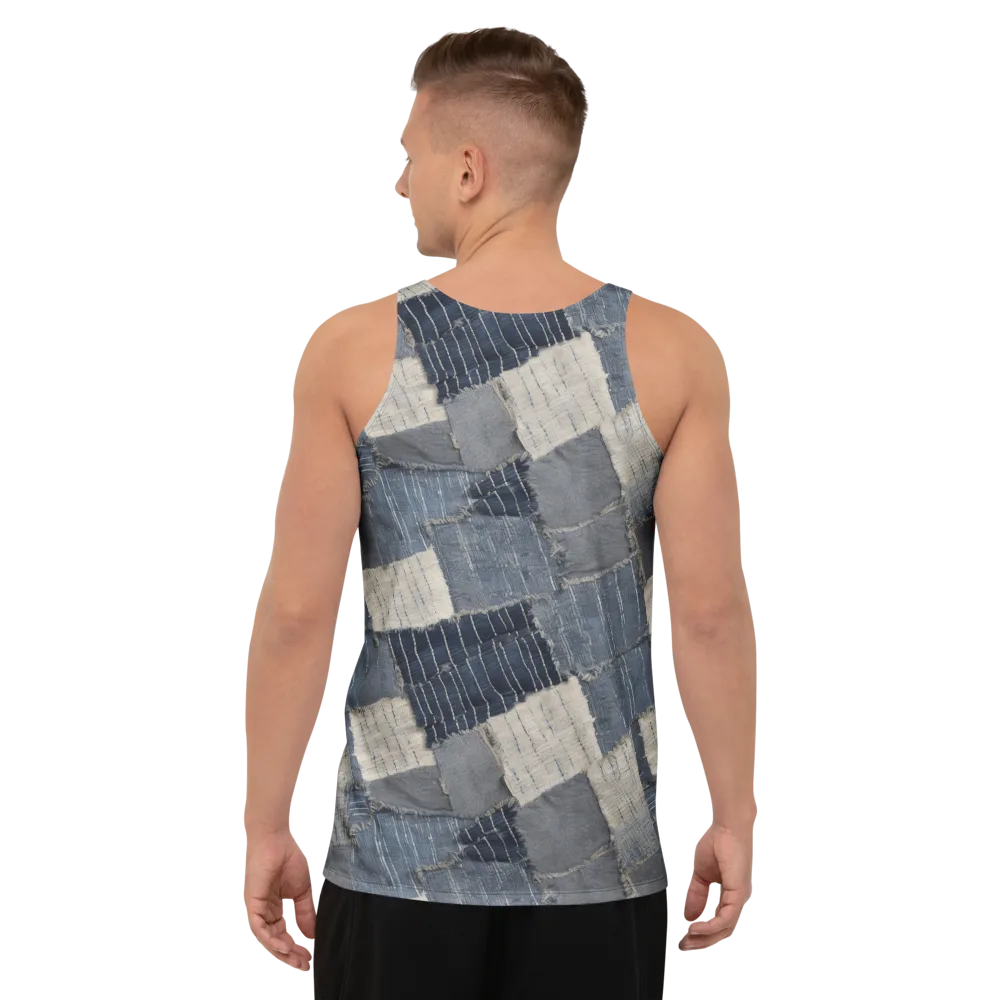 Indigo Mending on Men's Tank Top — Back