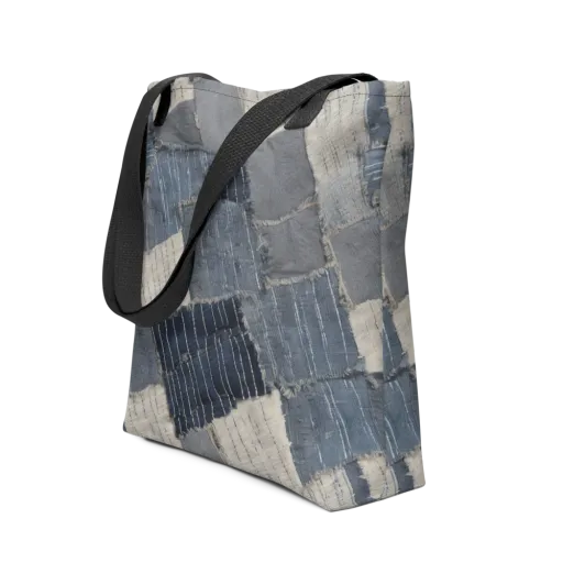 Indigo Mending on a Tote Bag