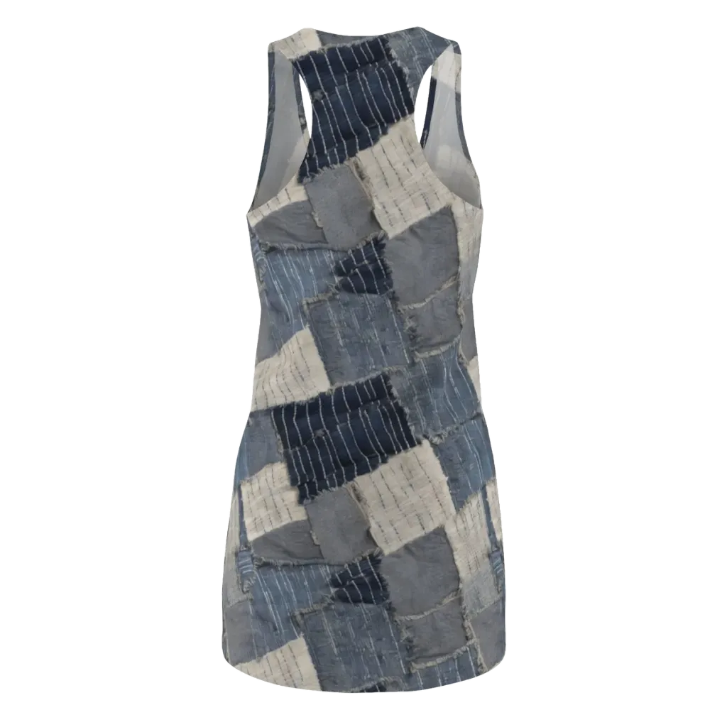 Indigo Mending on Racerback Dress — Back