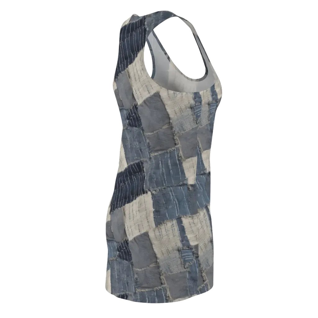 Indigo Mending on Racerback Dress — Back Side