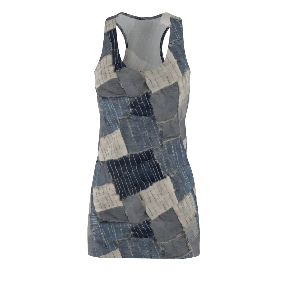 Indigo Mending on Racerback Dress — Front