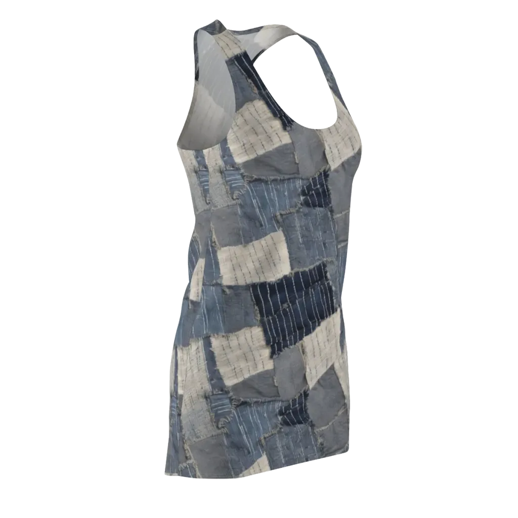Indigo Mending on Racerback Dress — Front Side