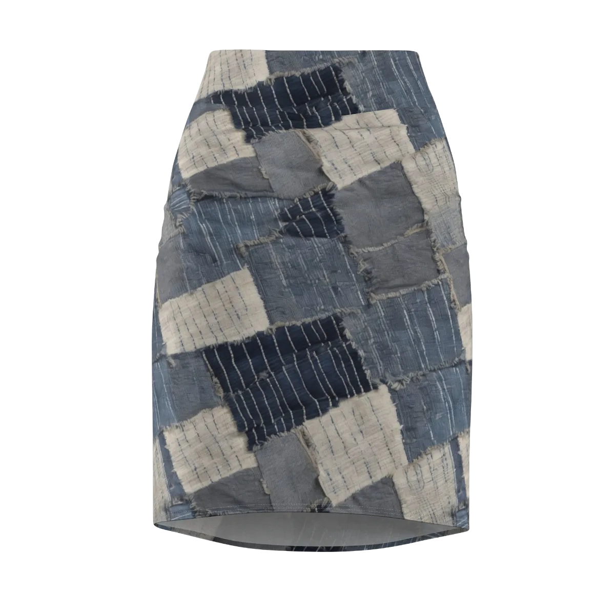 Indigo Mending on Pencil Skirt — Front