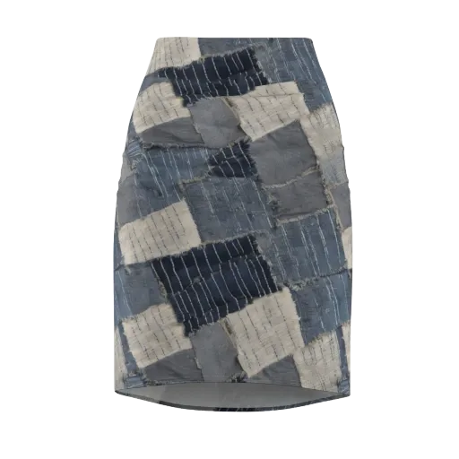 Indigo Mending on a Pencil Skirt