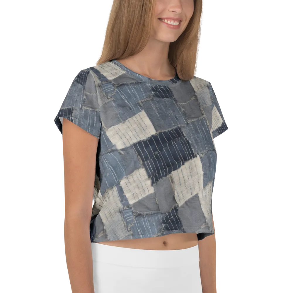 Indigo Mending on Crop Tee — Right