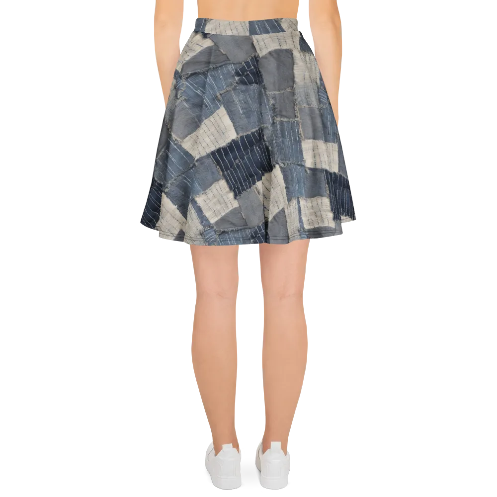 Indigo Mending on Skater Skirt — Back