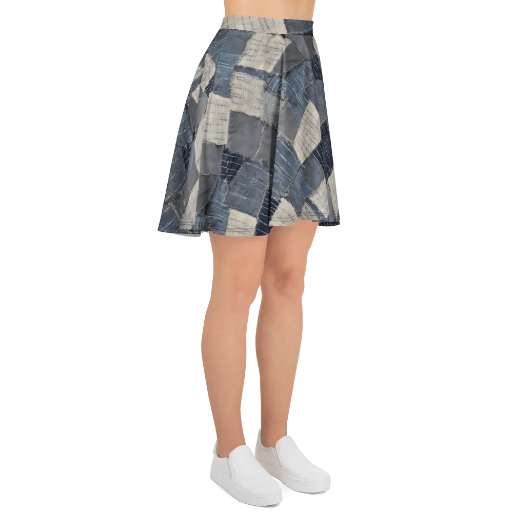 Indigo Mending on Skater Skirt — Right