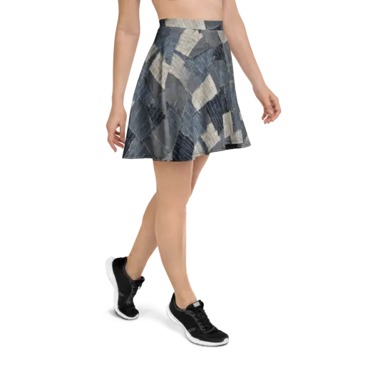 Indigo Mending on a Skater Skirt