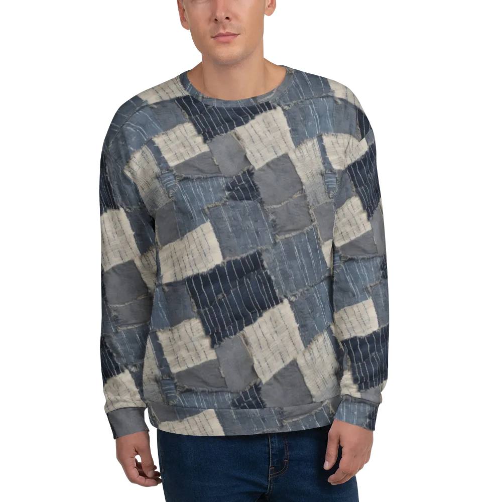 Indigo Mending on Sweatshirt — Front