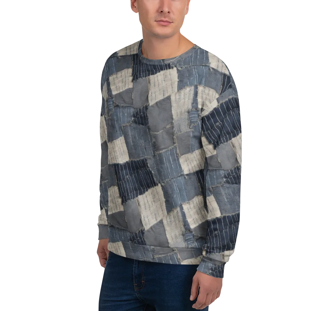 Indigo Mending on Sweatshirt — Left Front