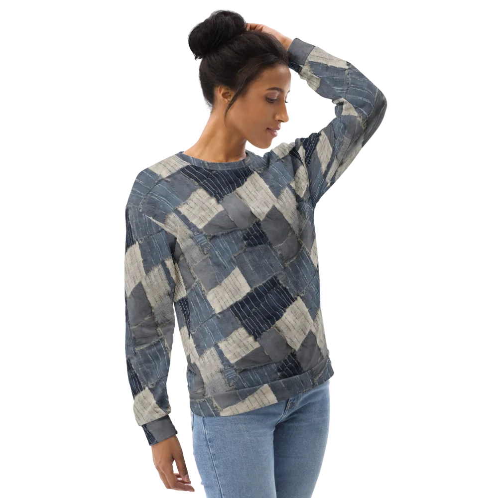 Indigo Mending on Sweatshirt — Right Front