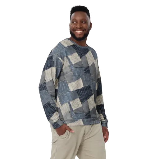 Indigo Mending on a Sweatshirt