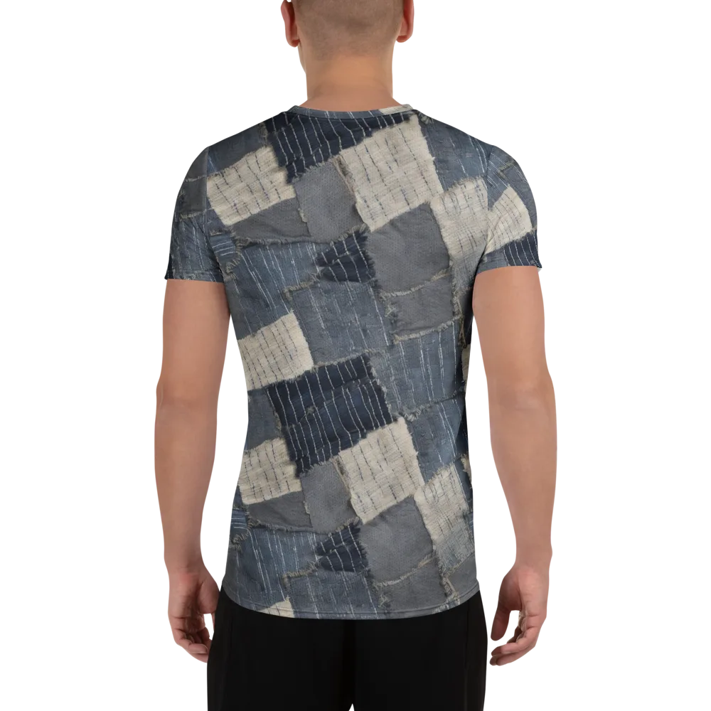 Indigo Mending on Men's Athletic T-Shirt — Back