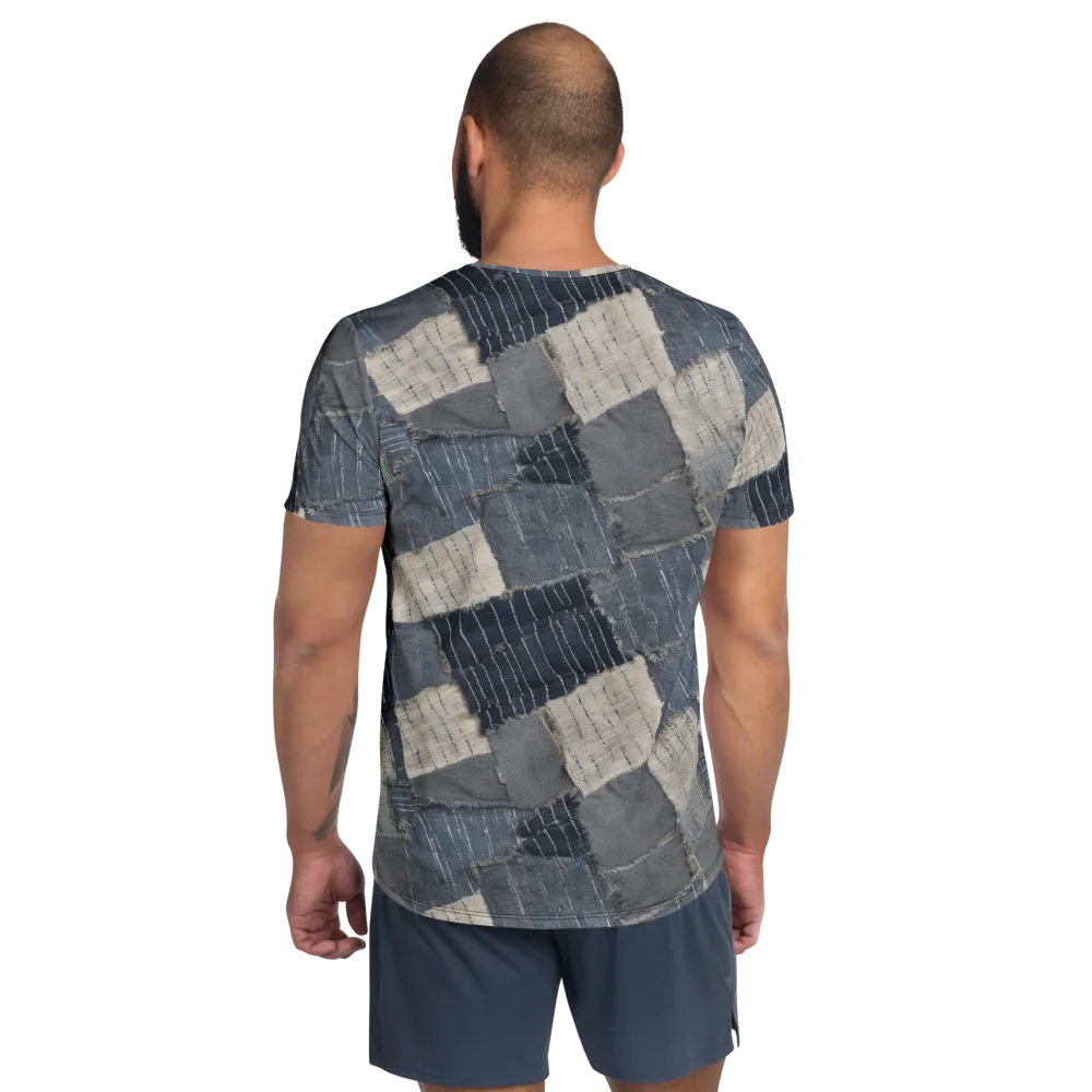 Indigo Mending on Men's Athletic T-Shirt — Back
