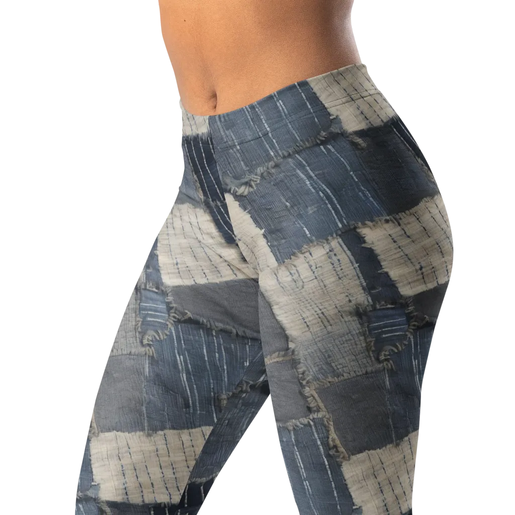 Indigo Mending on Leggings — Left Front