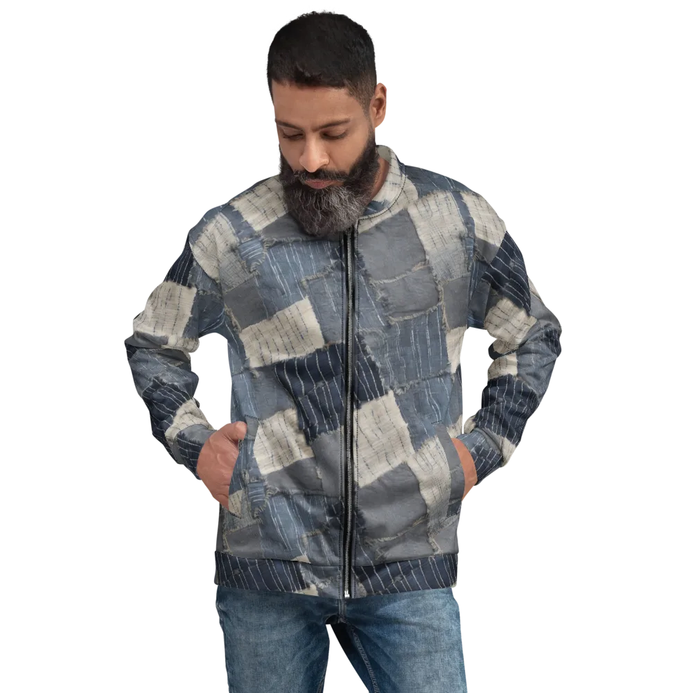 Indigo Mending on Bomber Jacket — Front