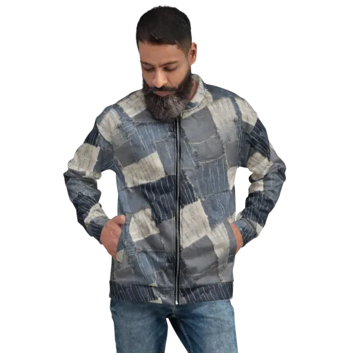 Indigo Mending on a Bomber Jacket