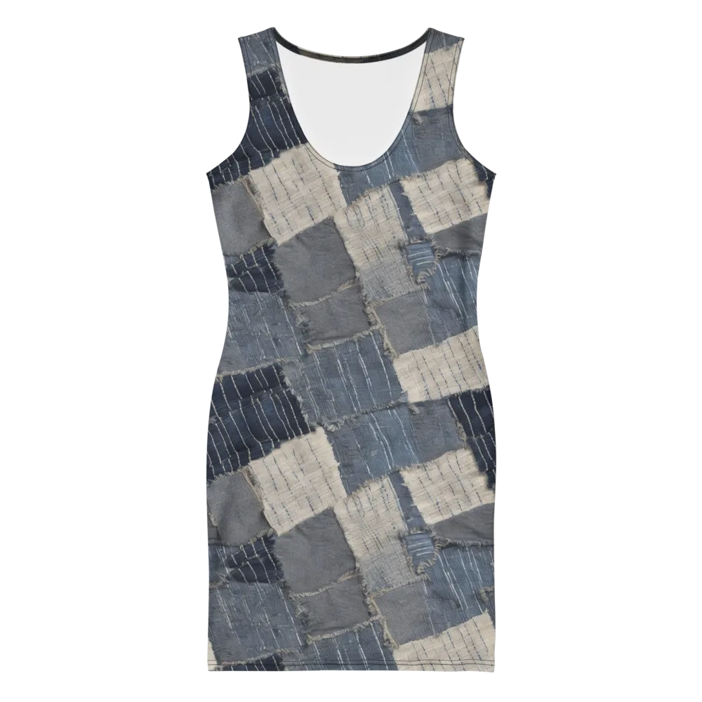 Indigo Mending on Bodycon Dress — Front