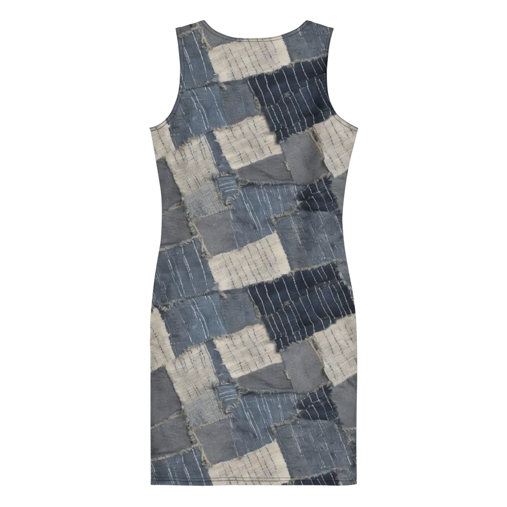 Indigo Mending on Bodycon Dress — Back
