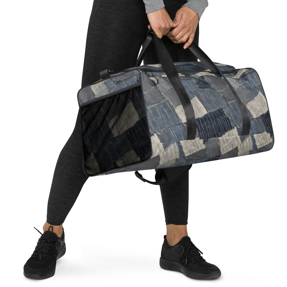 Indigo Mending on Duffle Bag — Right Front