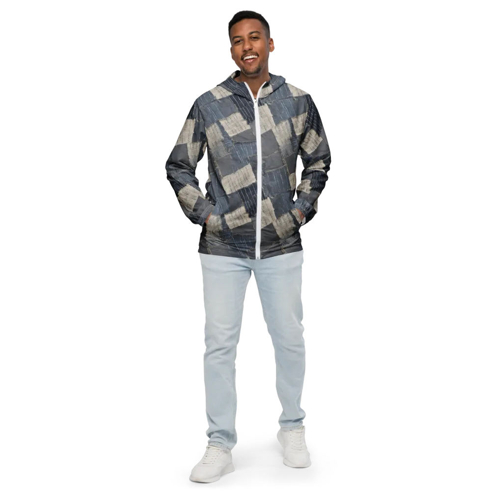 Indigo Mending on Men's Windbreaker — Front