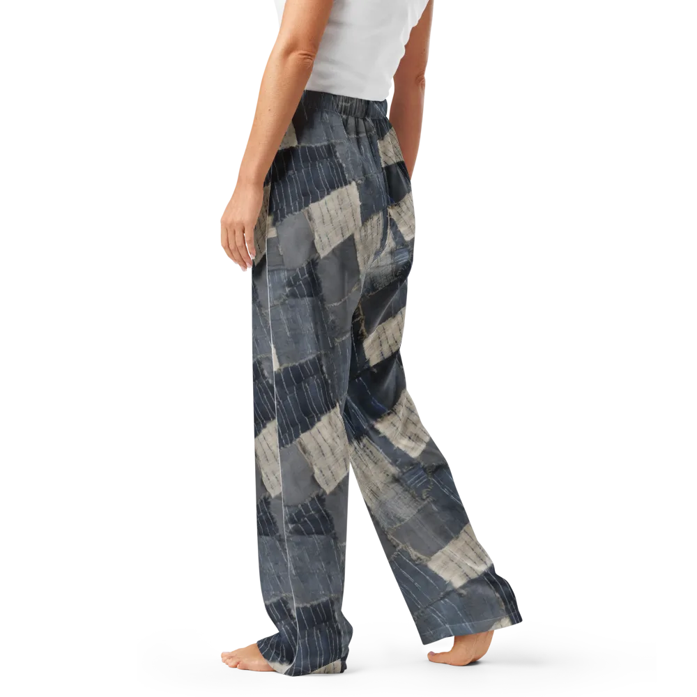 Indigo Mending on Women's Pajama Pants — Left