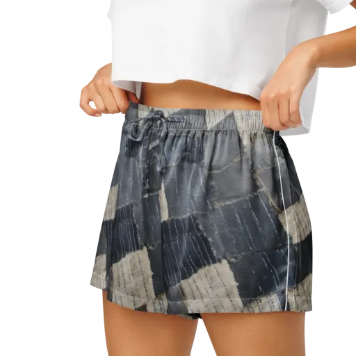 Indigo Mending on a Women's Pajama Shorts