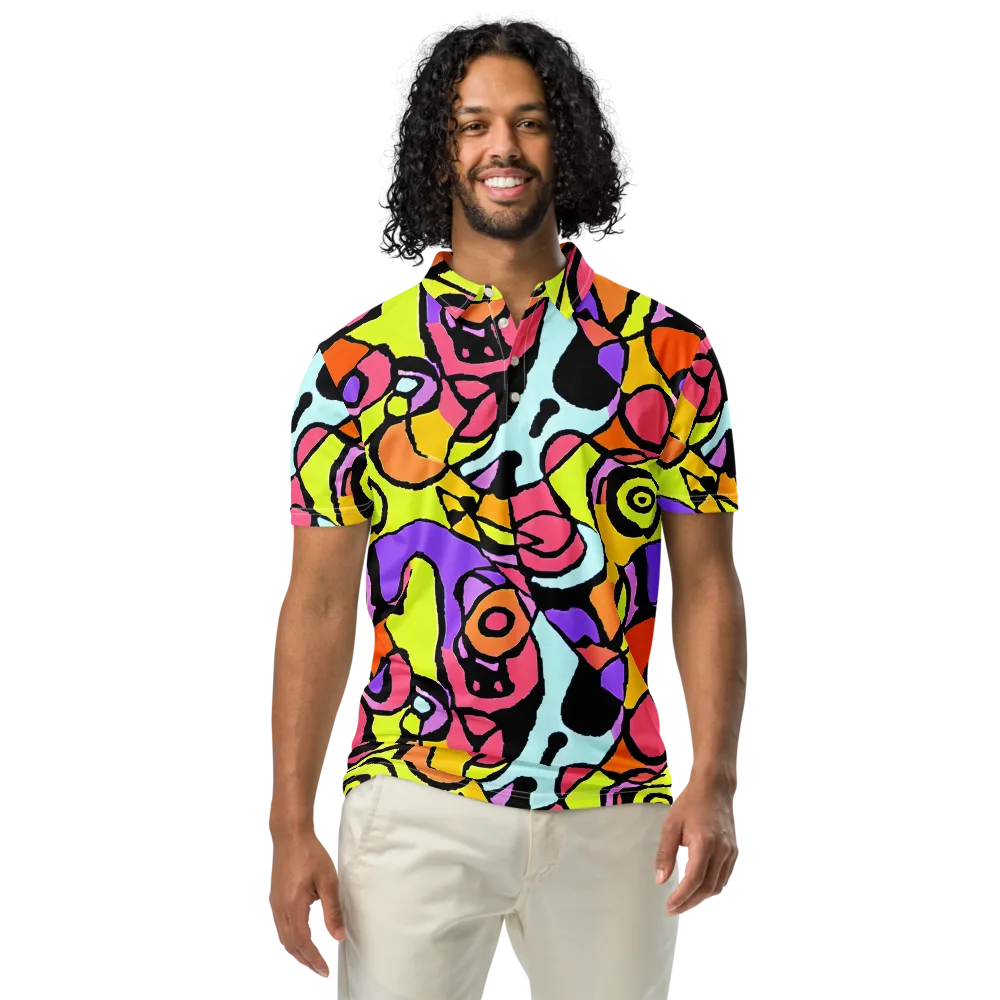 Spirals of Joy on Men's Slim Fit Polo Shirt — Front