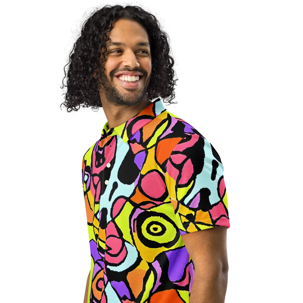 Spirals of Joy on Men's Slim Fit Polo Shirt — Left Front