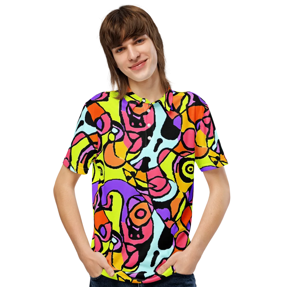 Spirals of Joy on Men's Slim Fit Polo Shirt — Front