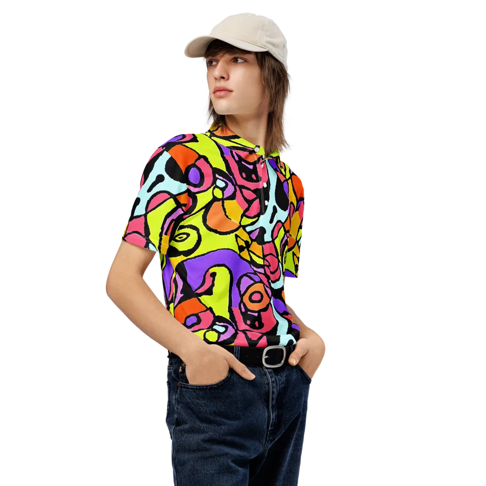 Spirals of Joy on Men's Slim Fit Polo Shirt — Right Front