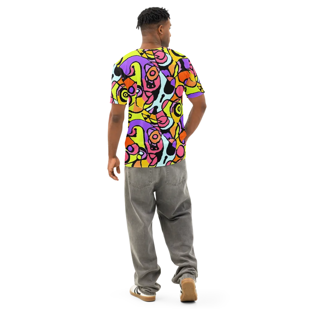 Spirals of Joy on Men's Cotton Crew Neck T-Shirt — Back