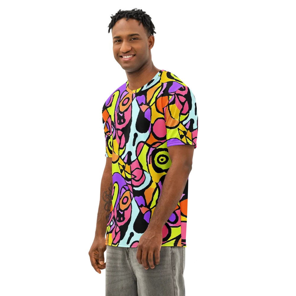 Spirals of Joy on Men's Cotton Crew Neck T-Shirt — Left Front