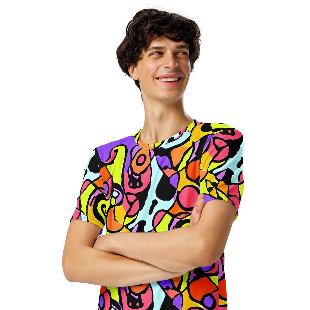 Spirals of Joy on Men's Crew Neck T-Shirt — Left Front
