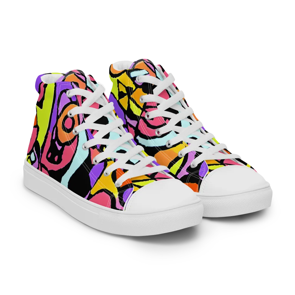 Spirals of Joy on Men's High Top Canvas Shoes — Right Front