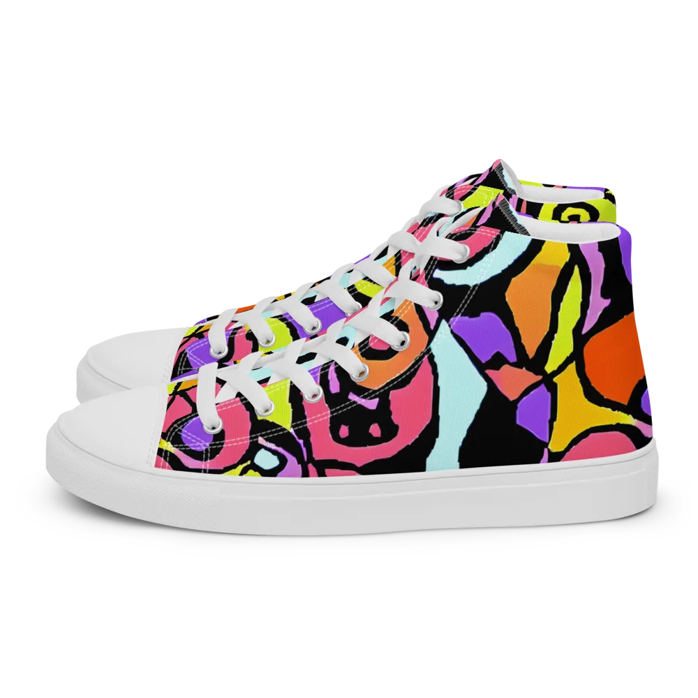 Spirals of Joy on Men's High Top Canvas Shoes — Left
